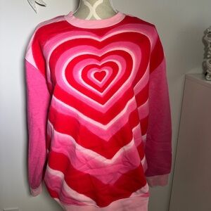 Pink and Red Heart Pattern Sweater